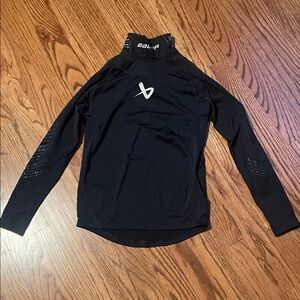 Bauer Black Long-Sleeve Hockey Neck Protect Top with White Logo